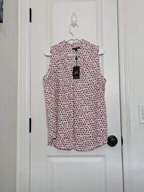NWT Adrianna Papell Confetti Dot Sleeveless Blouse L